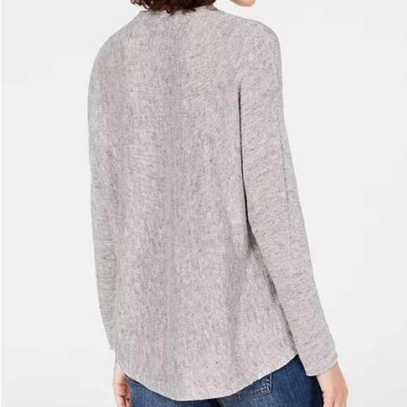 Eileen Fisher Long-sleeve High Low Linen-Blend Melange Sweater In Moon, Size XS - Picture 4 of 13